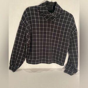 Madewell Checkered Black and White Cropped Sweater Size S